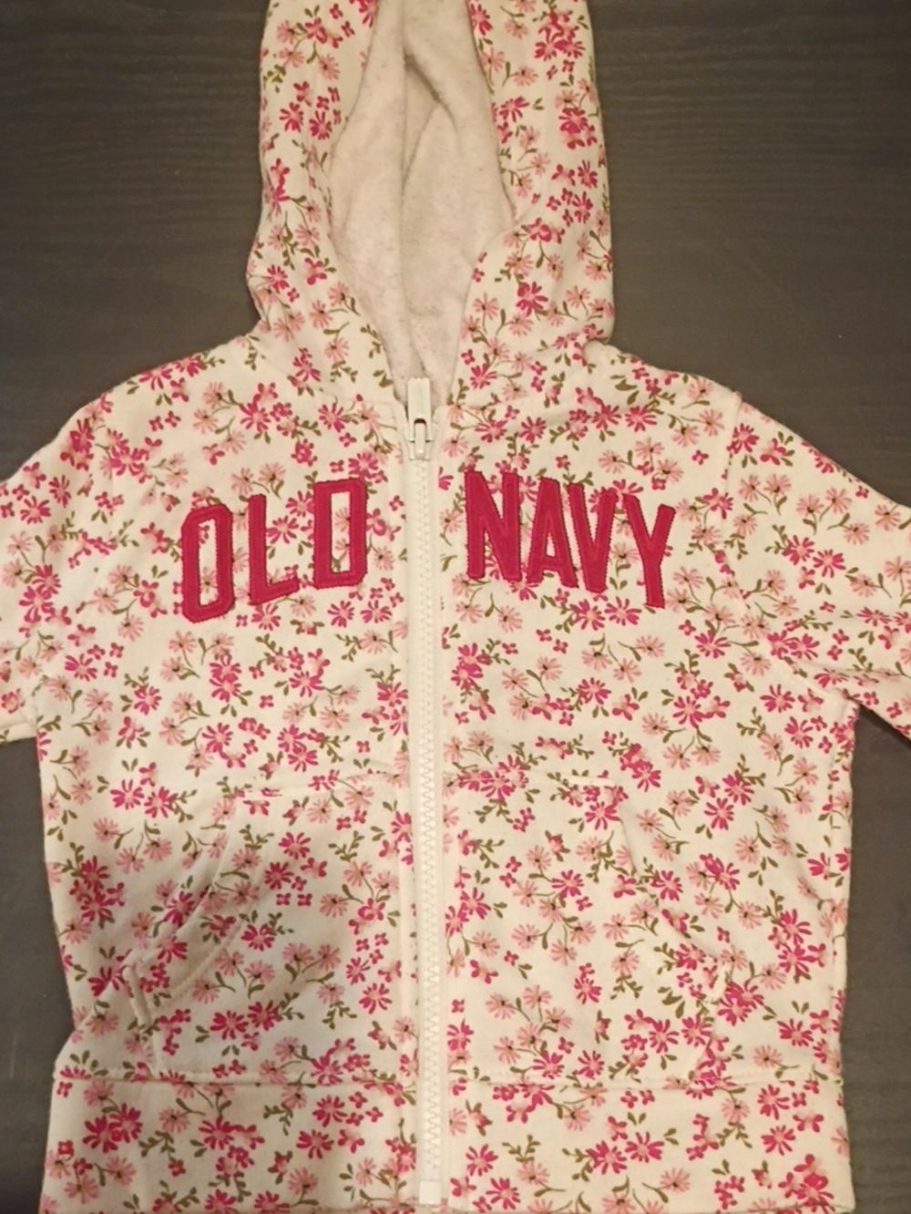 Old Navy White Hoodie with Pink Floral Print